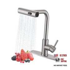 Waterfall Kitchen Faucet with Pull Down Sprayer, Single Brushed Nickel Classic