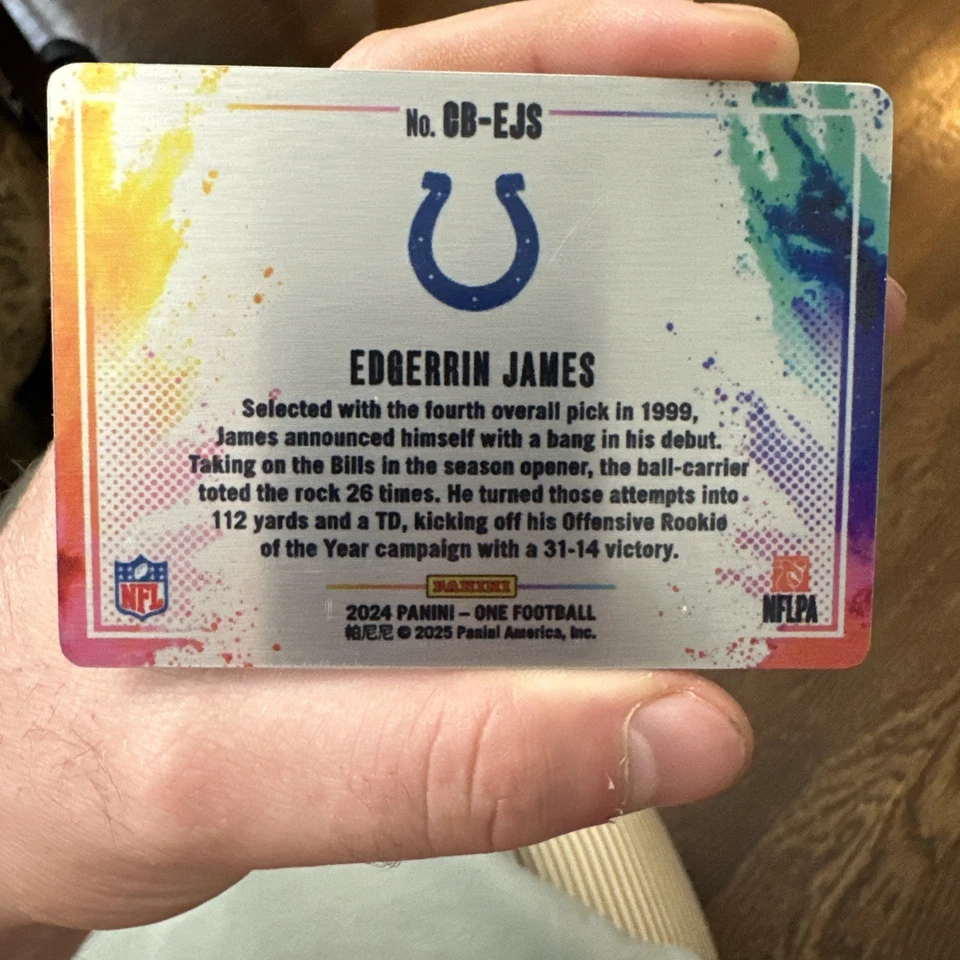 Edgerrin James 2024 Panini One Color Blast SSP Metal Indianapolis Colts Foto 2 de 2