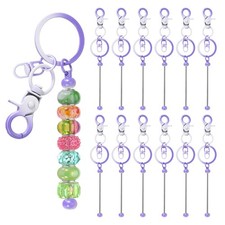 12 Pcs Beadable Keychain, Keychain Making Supplies for DIY Candy Purple Gradient