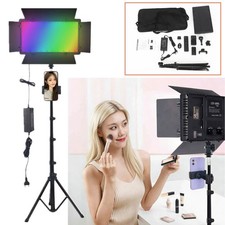 RGB LED Panel Video Light Photography Lighting w/ Stand Clamp Remote Control