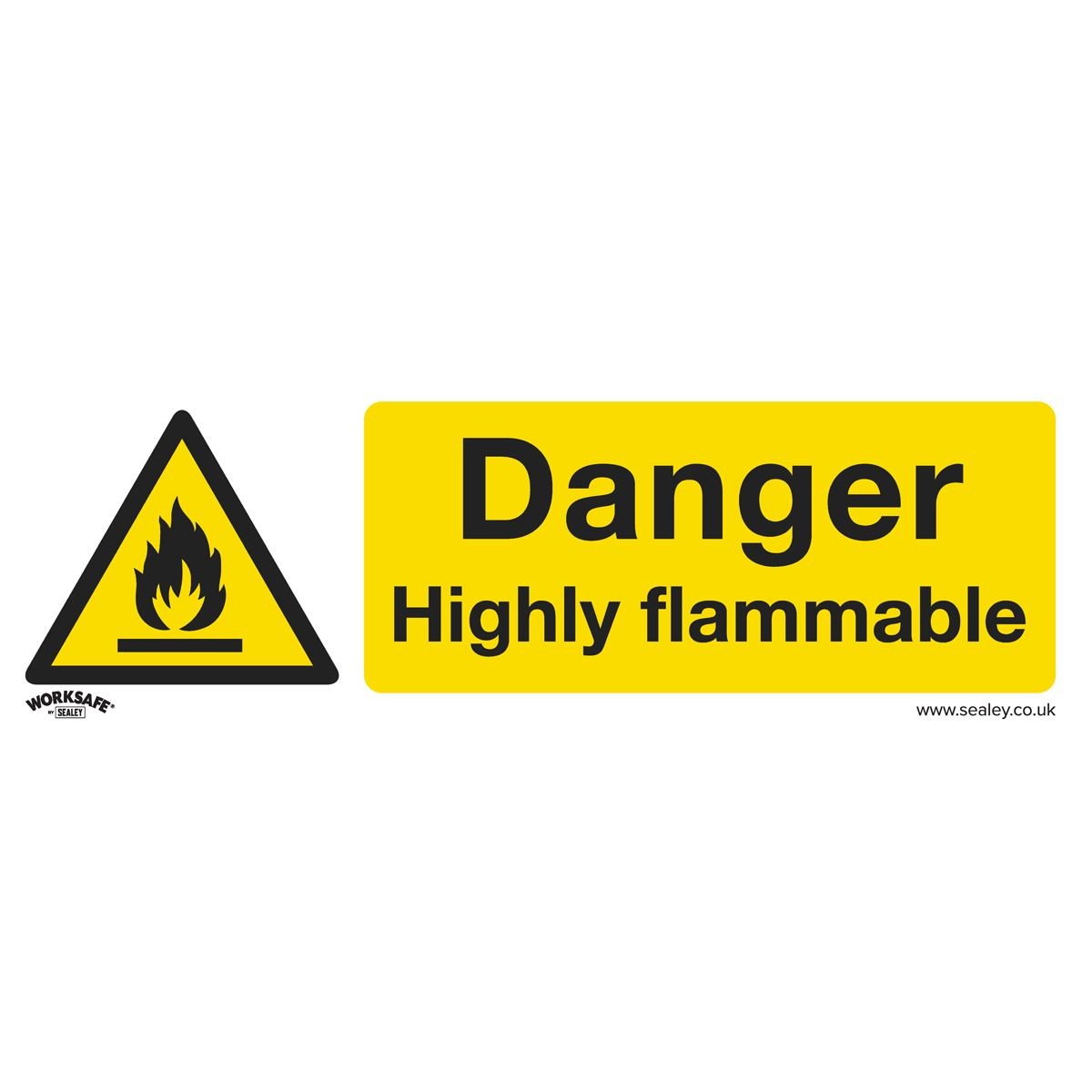 Sealey Warning Safety Sign - Danger Highly Flammable - Rigid Plastic SS45P1