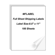MFLABEL Full Sheet Sticker Label, Address Sticker, White Matte Label Paper, 8...
