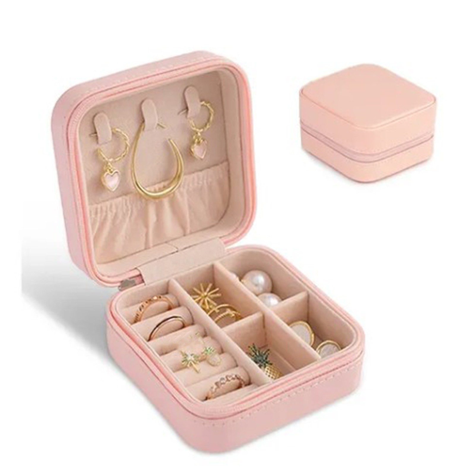 Small Jewelry Storage Box Minimalist PU Leather Portable Travel Jewelry Organize