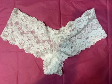 Fredericks of Hollywood Panties Women s White Lace Cheeky Panty Size XL