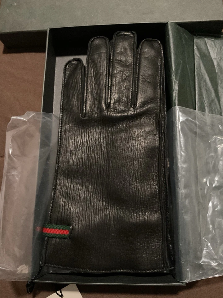 New With Tags And Box Gucci Leather Gloves Sz 8.5 - Image 2 of 4