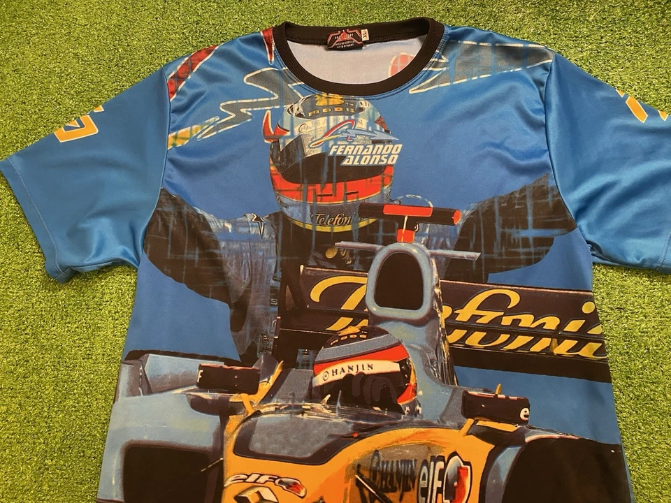 Vintage Fernando Alonso T Shirt Mens XL Renault Racing AOP World Champion VTG - Image 4 of 4