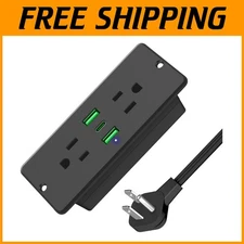 Elegant 5 in 1 Furniture Charging Station with Fast USB-C & AC Ports - Black