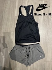 Nike Women s Dri-Fit Gray Black 2-Piece Tank Top Shorts Set Size S/M
