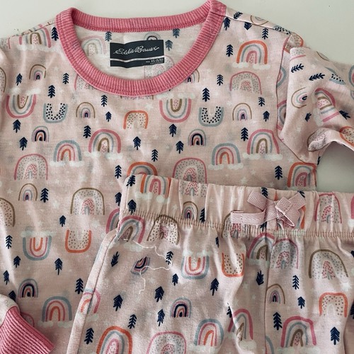 EDDIE BAUER Pajamas Set Girls Pink Rainbows Sleepwear 2 Piece Soft SZ XS 5/6 - Picture 2 of 6