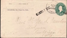 1898 Dulzura, San Diego County California - 2c Postage Due - Scarce Small town