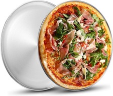 Deedro Stainless Steel Pizza Pan, 13 inch Round Baking 2 Pack, Silver 
