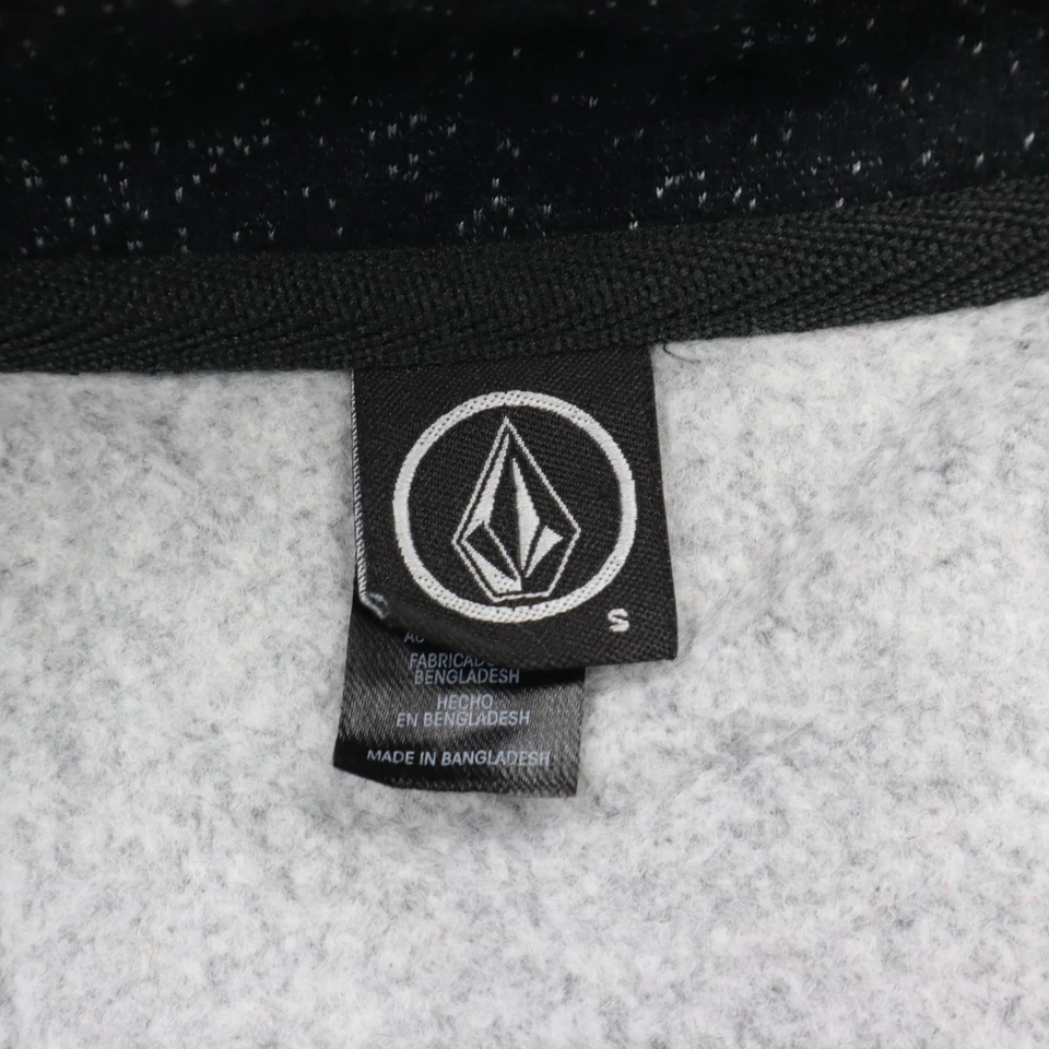 Volcom 1/4 Zip Sweatshirt Fleece Mens Small Black Gray Pullover Pockets - Image 2 of 4