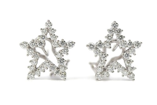 Tiffany & Co Star Diamond Platinum Earrings - Picture 2 of 4