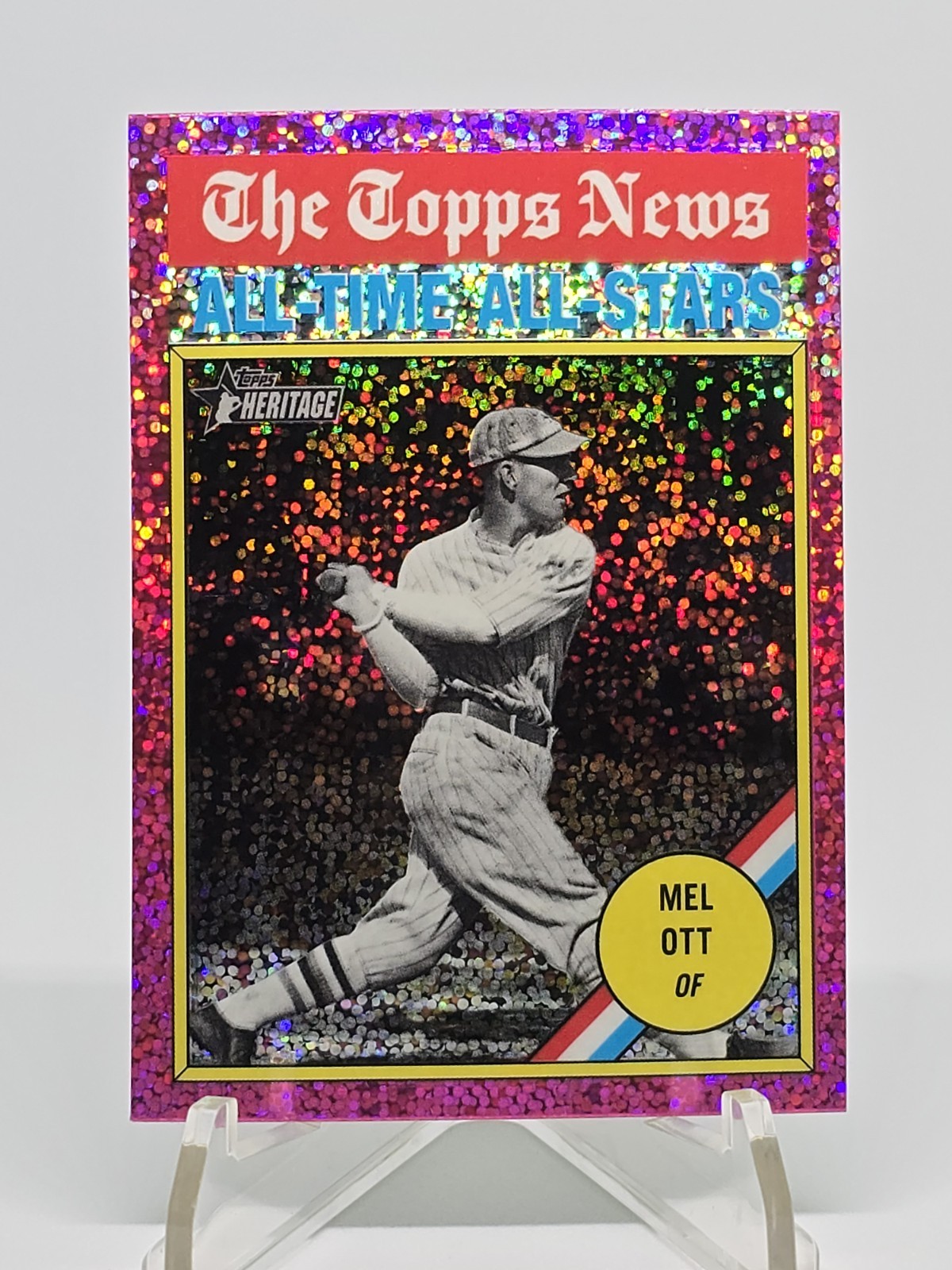 2025 Topps Heritage Pink Sparkle Chrome Mel Ott #348 New York Giants