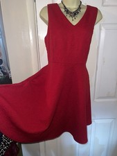 Ladies clothes wallis red skater Dress Size 14 holiday evening 