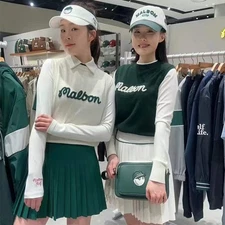 AUTHENTIC Malb** Embroidery Women Charm Golf Leisure Knit T-Shirt Vest Top S M L