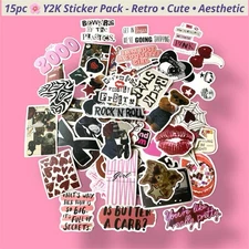 15pc ✿ Y2K Sticker Pack – Retro 2000s Scrapbook & Journal Aesthetic Stickers