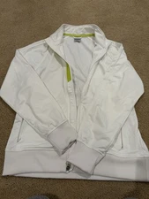 Level Wear Women’s White Jacket Microsoft Logo Size Large Full Zip