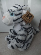 24cm RAVENSDEN SNOW WHITE TIGER BLUE EYES SOFT CUDDLY TOY TEDDY BEAR TAGS CAT