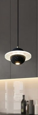 Moderne Saturn Planet Decken Pendelleuchte - schwarz gesprenkelte Terrazzo-Optik
