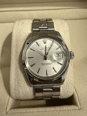 Rolex Oyster Perpetual Date silbernes Zifferblatt Unisex-Uhr 34mm Referenz 1500