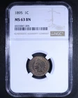 1895 Indian Head Cent - 1c NGC MS63 BN - Brown - Nice Coin!