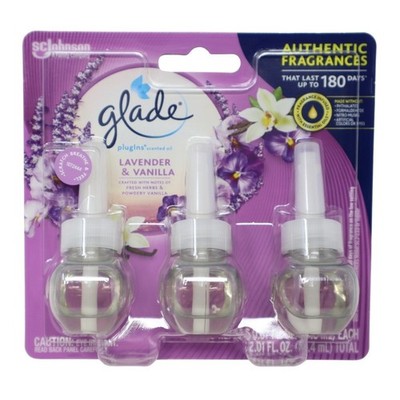 Glade PlugIns Scented Oil Air Freshener Refills, Lavender & Vanilla, 3 Count