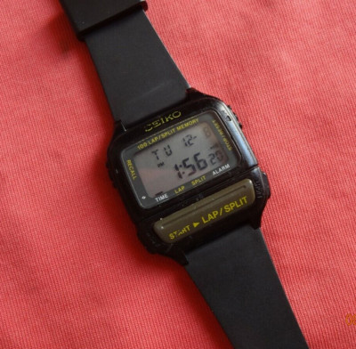 vintage サロペット ブラック 80s 90s Vintage SEIKO a721-4000 