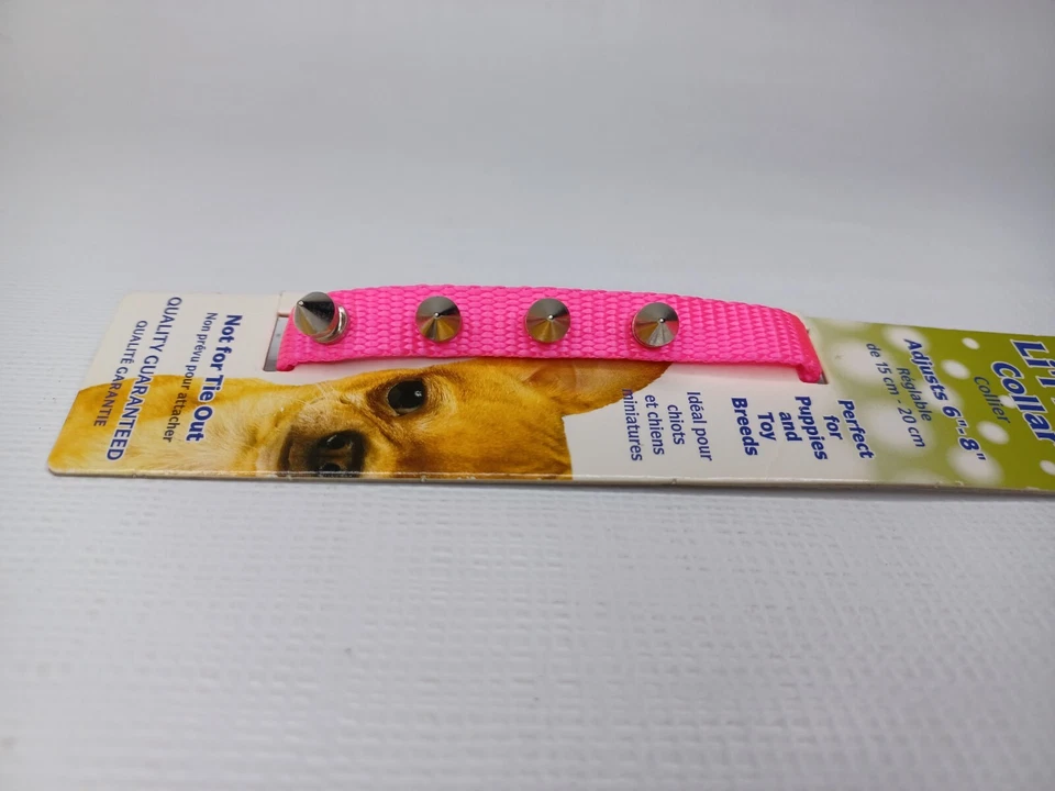 Collar para mascotas perros gatos rosa nailon tachonado metal clavos tachuelas nuevos productos costeros para mascotas Foto 3 de 4