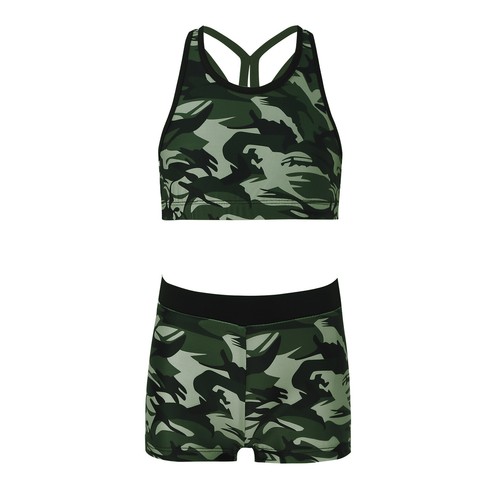 Kids Girl's Crop Top With Bottoms Training Swimwear Summer Swimsuit Practice - Picture 32 of 39