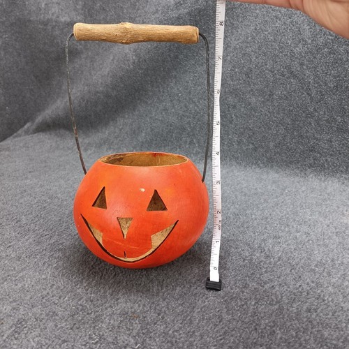 Rustic Gourd Jack-o-lantern Handmade Basket Branch Handle Tealight Holder - Picture 8 of 8
