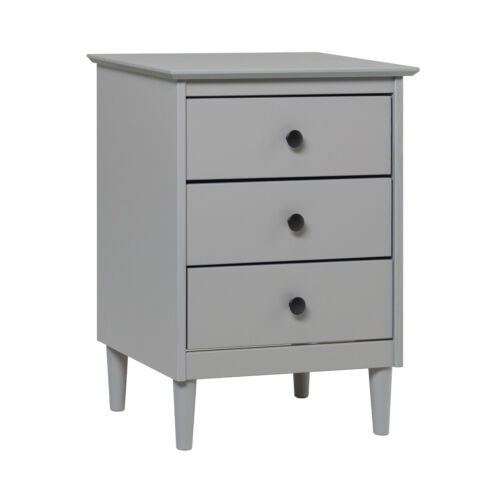 Classic Solid Wood 3-Drawer Nightstand – Grey/Gray