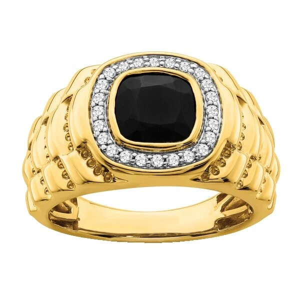 Anillos De Oro Amarillo Negro 14k para Hombre
