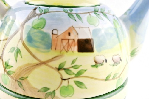 3 pcs Mesa International Handcrafted in China Yellow Green Blue Apple Teapot - Picture 5 of 12