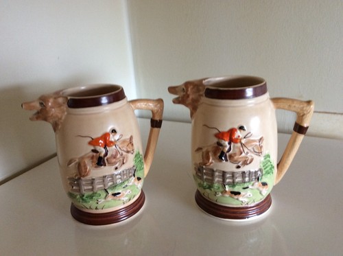 2 X VINTAGE JAGDSZENEN FUCHSKOPF AUSGUSS KRÜGE - KSP- PORTOFREI UK - Bild 9 von 9