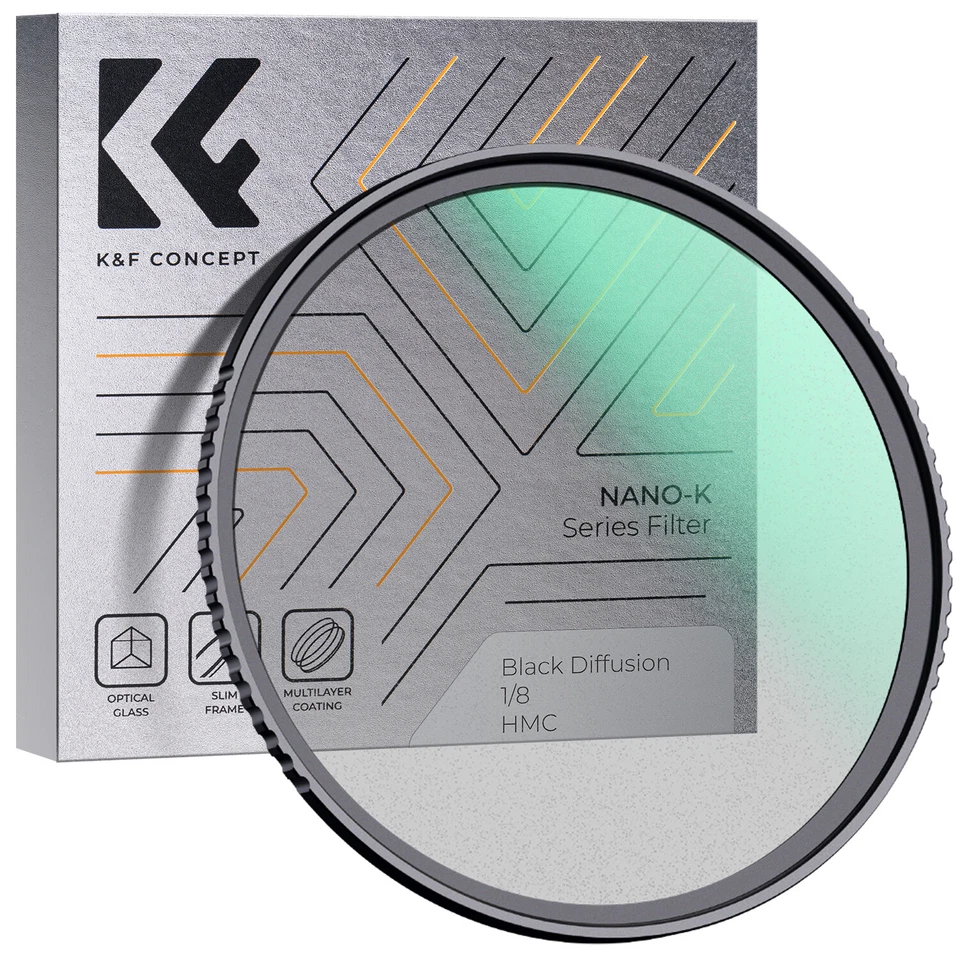 K&F Concept Black Diffusion Filter Soft Mist 1/4 1/8 Filter 52/62/67/72/77/82mm - Image 3 of 4