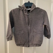 Zara Kids Houndstooth Bomber Jacket Black and White Girls Size 6