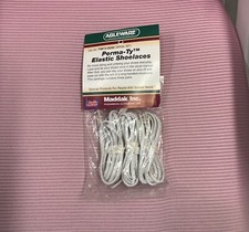 Ableware Perma-Ty Elastic Shoelaces, 30" Long, White, Pack of 3 pair 73813-0030