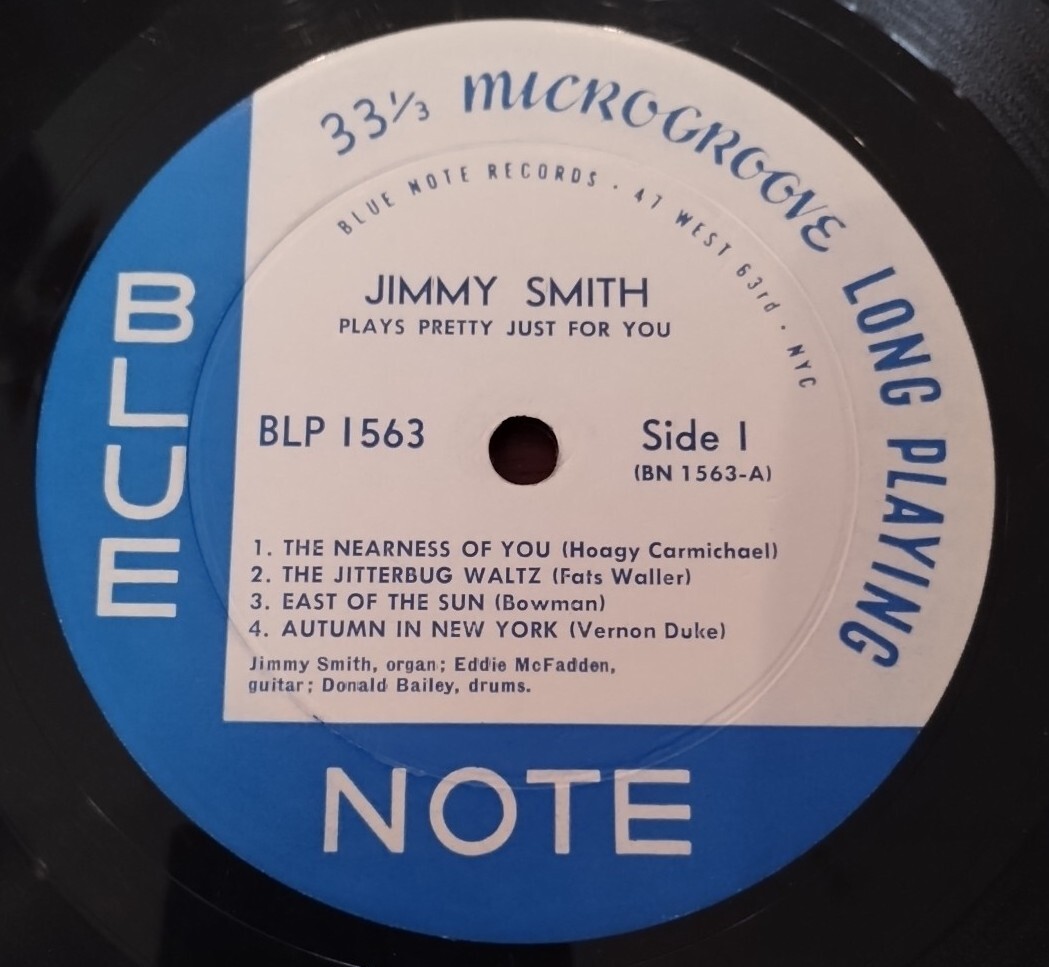 1957 JIMMY SMITH LP 33rpm Plays Pretty Just For You BLUE NOTE 1563