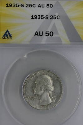 1935-S .25 ANACS AU 50 Washington Quarter, Silver 25 Cents (0.25