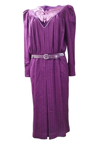 Vestito Donna Inverno Lana Velluto Elegante Cosplay 44 46 Viola Blu Selene Moda - Foto 2 di 31