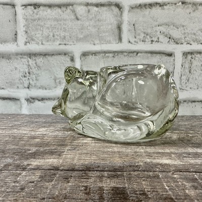 Avon Clear Glass Sleeping Cat Tea Light