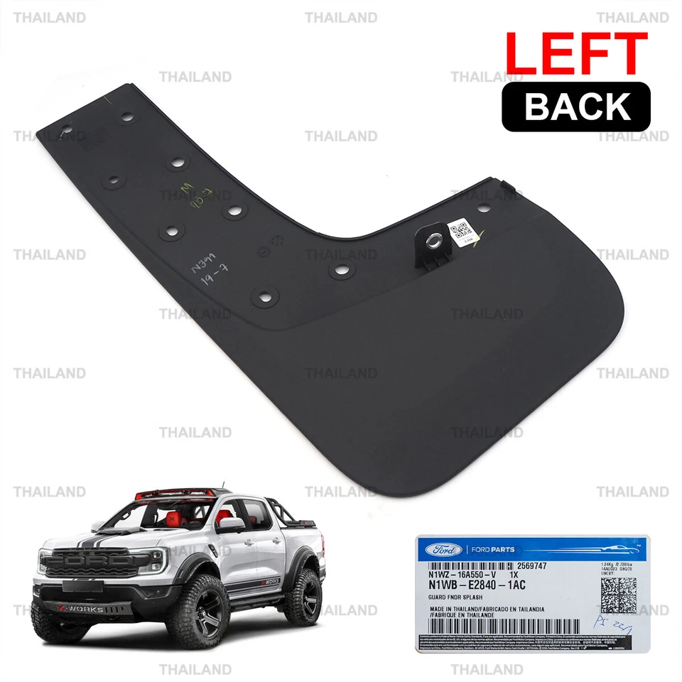 For Ford Ranger Raptor Next-Gen 2023 - '25 Rear Left Splash Mud Guard Flap - Image 3 of 4