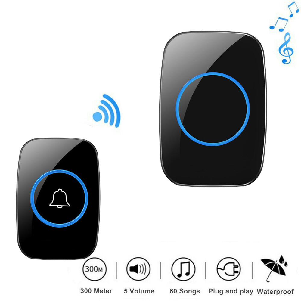 Wireless Doorbell Chime Waterproof Plugin Receiver Adjustable Volume 1000FT Kit-image