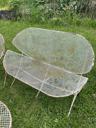 Vintage SALTERINI Orange Slice Clam Shell Patio Set MCM TEMPESTINI Wrought Iron - Picture 7 of 24