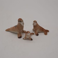 Vintage Bone China miniature walrus family set of 3 Japan
