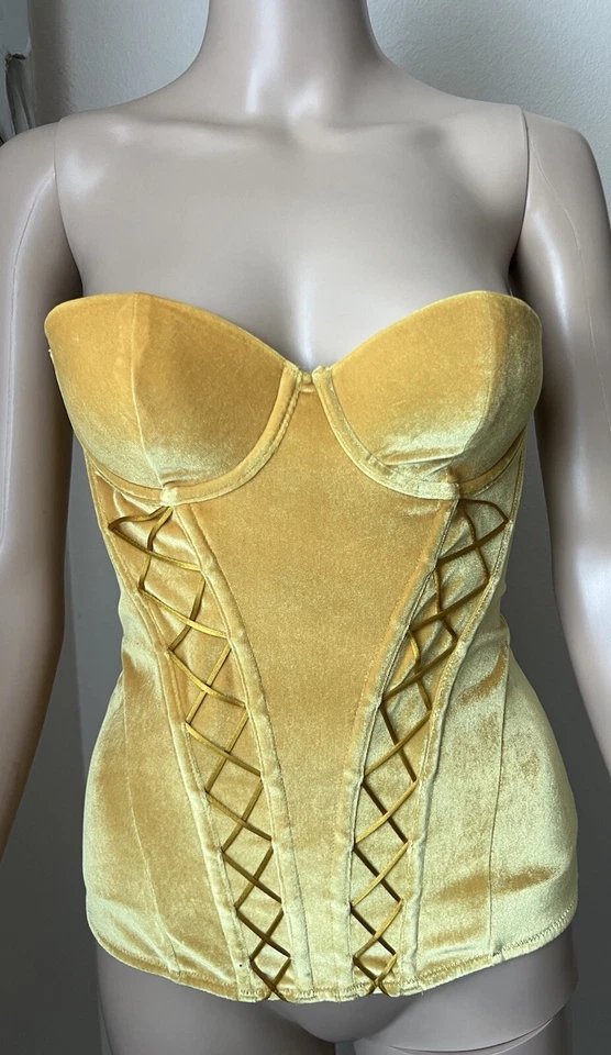 NUEVO SIN ETIQUETAS SAVAGE X FENTY Mujer’s TERCIOPELO VIXEN CORSÉ Top Detalle con cordones talla S Foto 4 de 4