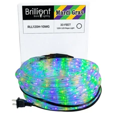 Purple, Green and Gold LED Rope Light - Mardi Gras Lights - 120 Volt - 33 Feet