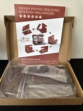 Wood phone docking station organizer