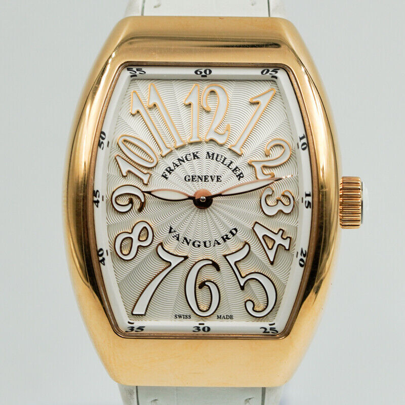 Franck Muller White Vanguard 32mm 18K Gold White Leather